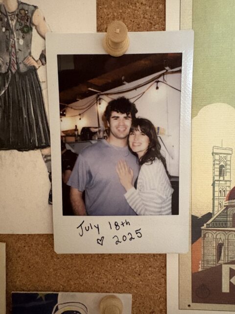 A Polaroid of Tanner Zerr and his fiancée.