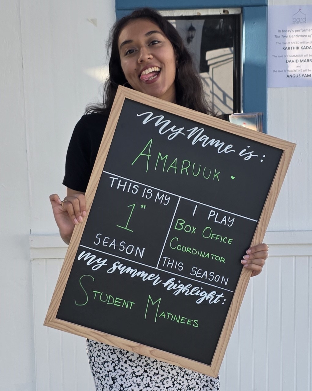 Amaruuk is in her first year at Bard and works in the Box Office as a Coordinator. Her highlight has been Student Matinees