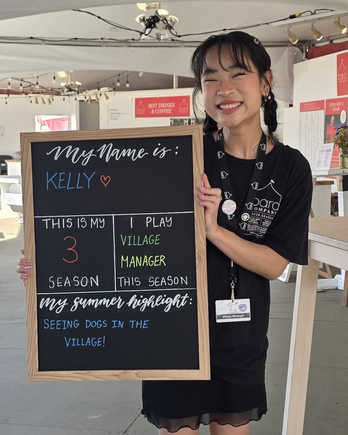 Kelly is at Bard for her third season and is a Village Manager. She has loved seeing dogs in the Bard Village all summer long!