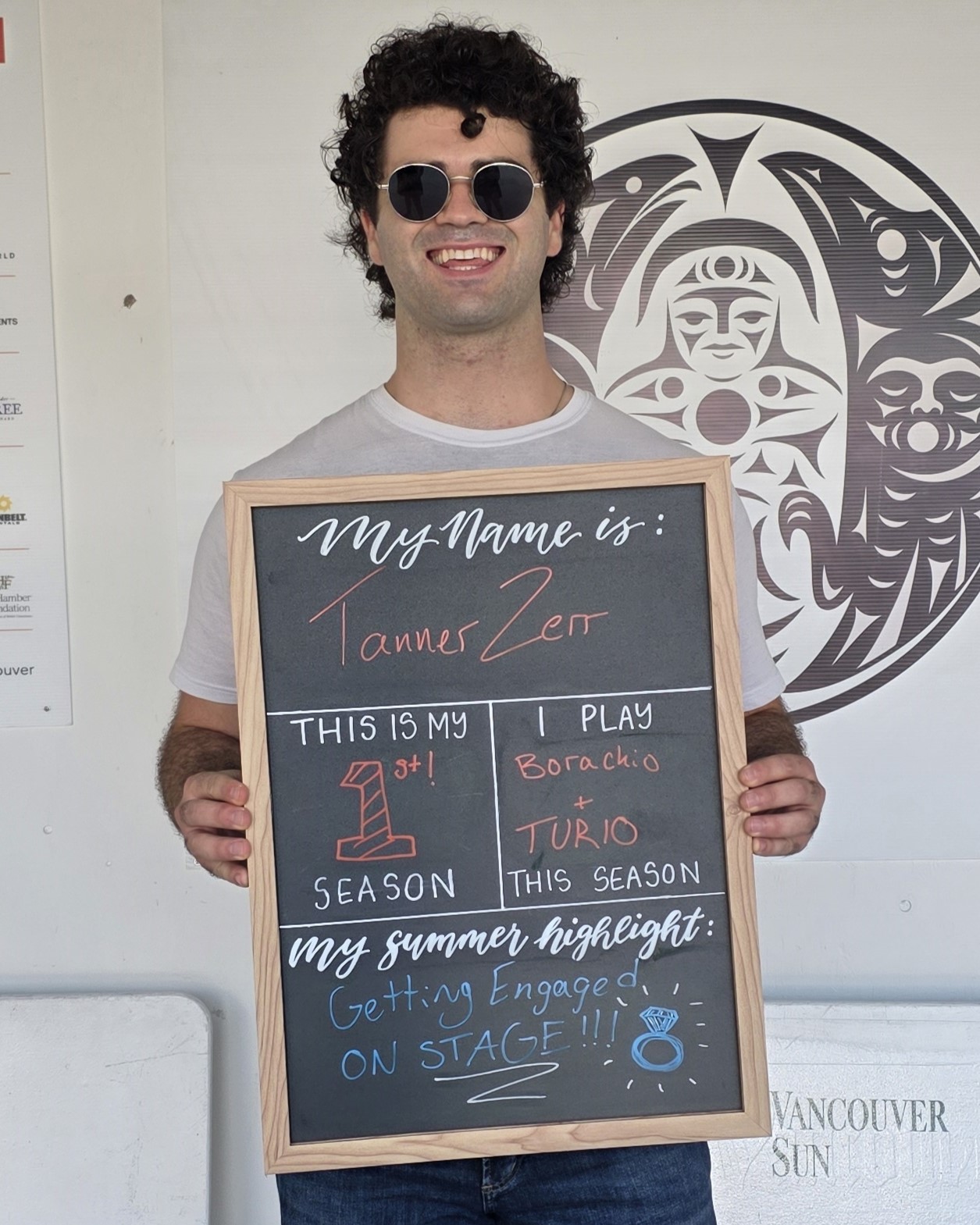 Tanner is in his first Season at Bard and plays Borachio and Turio on the BMO Mainstage. His summer highlight has been getting engaged on stage